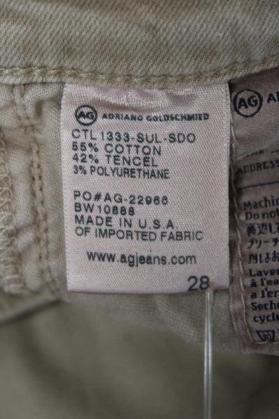 Adriano Goldschmied Womens Ankle Jeans Beige Cotton Button Solid Size 28