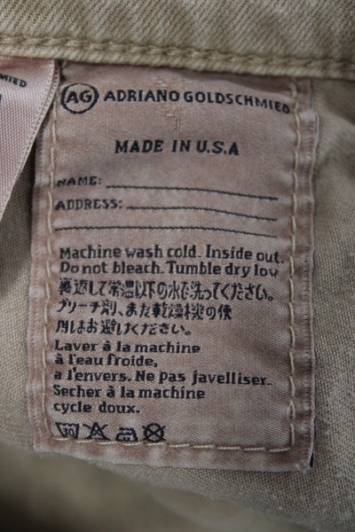 Adriano Goldschmied Womens Ankle Jeans Beige Cotton Button Solid Size 28