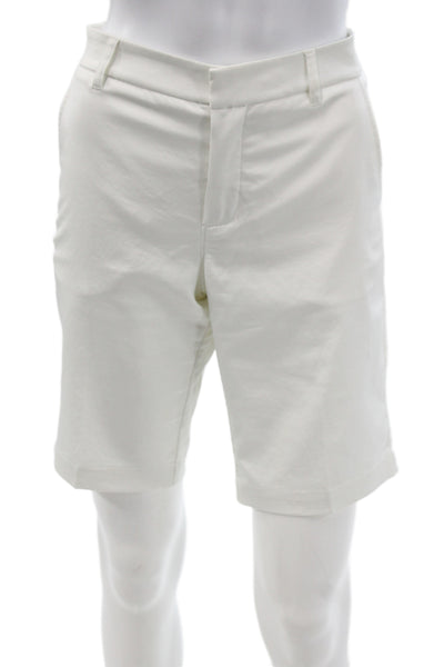 David Lerner Womens White Chino Shorts Button Polyester Size S