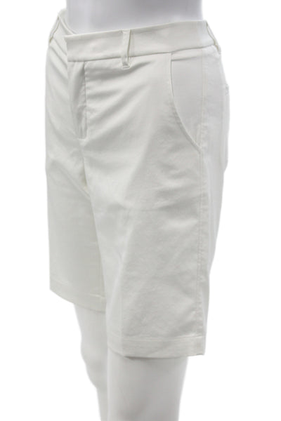 David Lerner Womens White Chino Shorts Button Polyester Size S