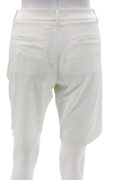 David Lerner Womens White Chino Shorts Button Polyester Size S