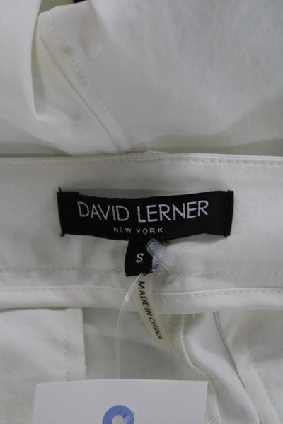 David Lerner Womens White Chino Shorts Button Polyester Size S