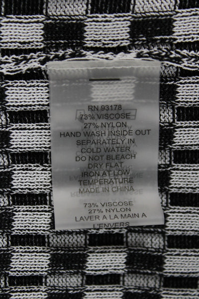 Elie Tahari Womens Sweater Dress Black Check Collared Long Sleeve Button Size M