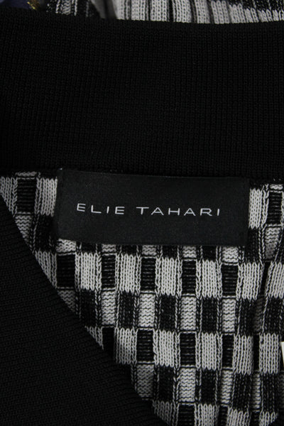 Elie Tahari Womens Sweater Dress Black Check Collared Long Sleeve Button Size M