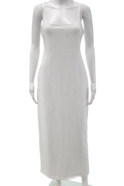 Aritzia Women Bodycon Dress White Sleeveless Scoop Neck Long Size L