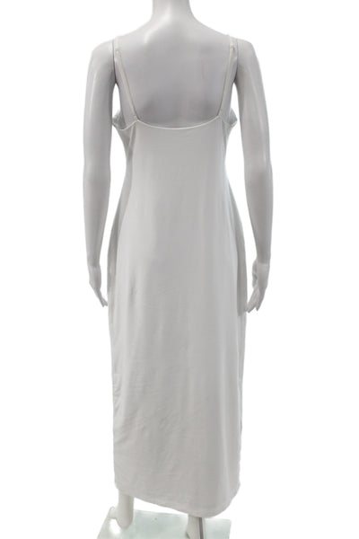 Aritzia Women Bodycon Dress White Sleeveless Scoop Neck Long Size L