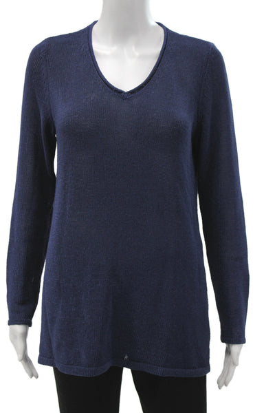 J. Mclaughlin Women Pullover V-Neck Blue Long Sleeve Sweater Size M