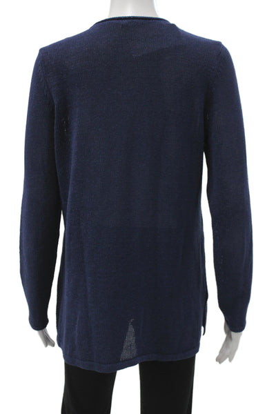 J. Mclaughlin Women Pullover V-Neck Blue Long Sleeve Sweater Size M