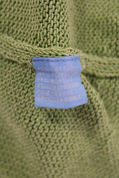 J. Mclaughlin Women Green V-Neck Pullover Sweater Long Sleeve Cotton Size L