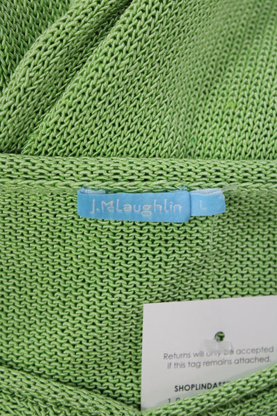 J. Mclaughlin Women Green V-Neck Pullover Sweater Long Sleeve Cotton Size L