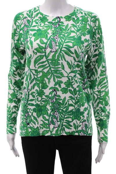 Lilly Pulitzer Womens Green Animal Print Pullover Sweater Long Sleeve Size S