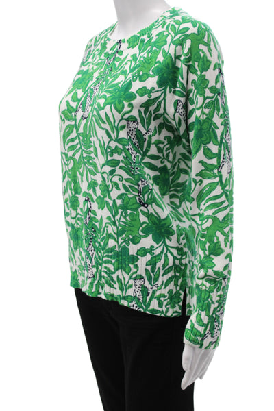Lilly Pulitzer Womens Green Animal Print Pullover Sweater Long Sleeve Size S