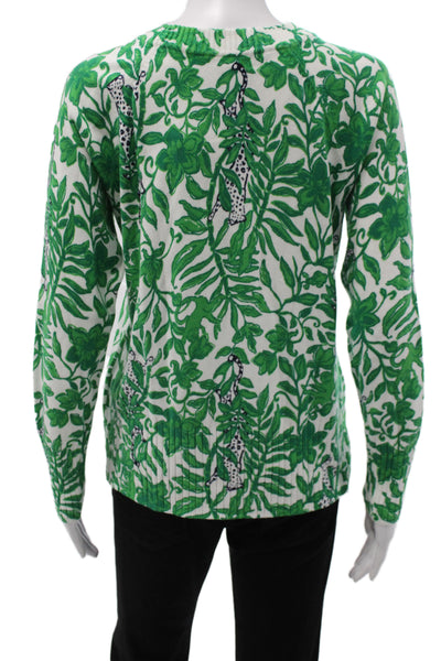 Lilly Pulitzer Womens Green Animal Print Pullover Sweater Long Sleeve Size S
