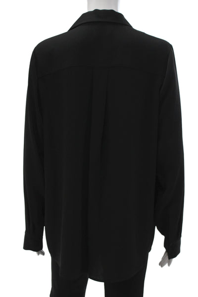 Wilfred Womens Black Collared Button Basic Blouse Long Sleeve Size M