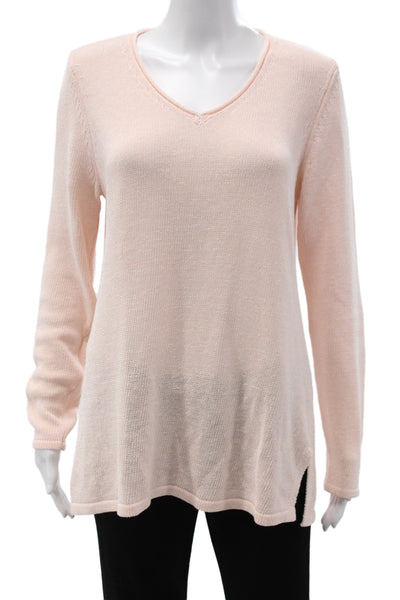 J. Mclaughlin Women Pink V-Neck Pullover Sweater Long Sleeve Size L