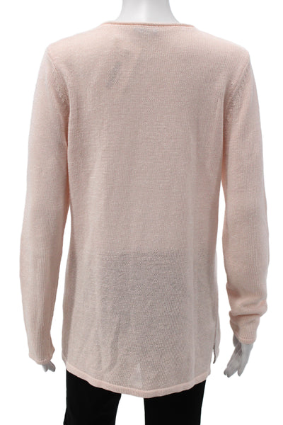 J. Mclaughlin Women Pink V-Neck Pullover Sweater Long Sleeve Size L