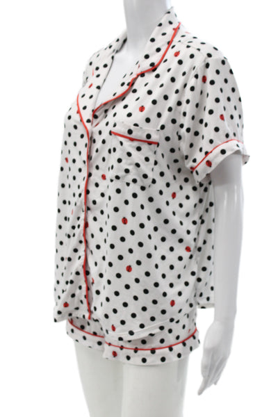 Kate Spade New York Womens Polka Dot Short Sleeve Pajama Set White Size XL