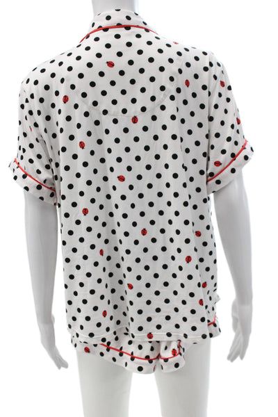Kate Spade New York Womens Polka Dot Short Sleeve Pajama Set White Size XL
