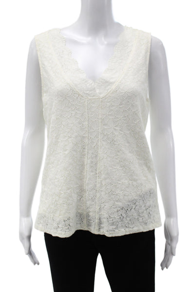 Red Haute Womens Ivory Floral V-Neck Camisole Size M