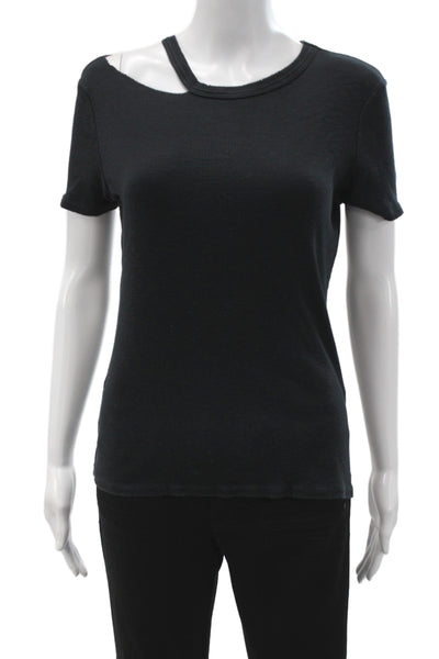 Philanthropy Women Basic Black Crew Neck Cotton Short Sleeve T-Shirt Size M
