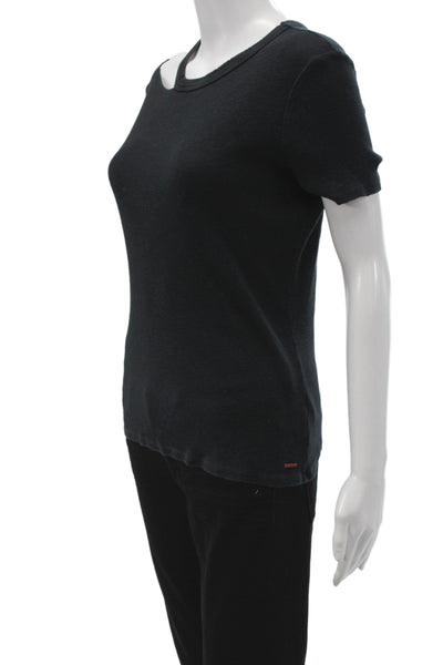 Philanthropy Women Basic Black Crew Neck Cotton Short Sleeve T-Shirt Size M