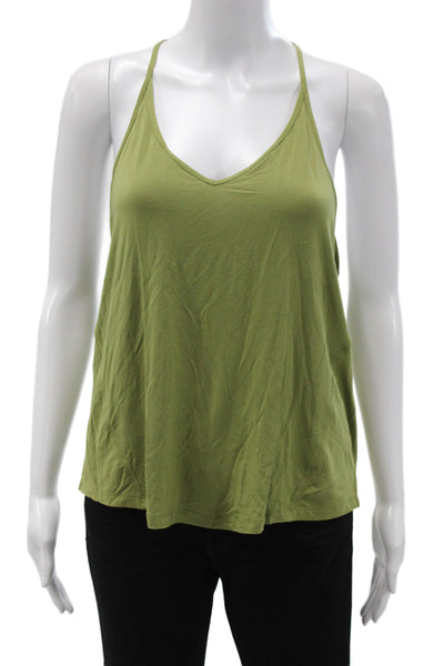 Lululemon Women Green Jersey V-Neck Spaghetti Strap Tank Athleisure Size 8