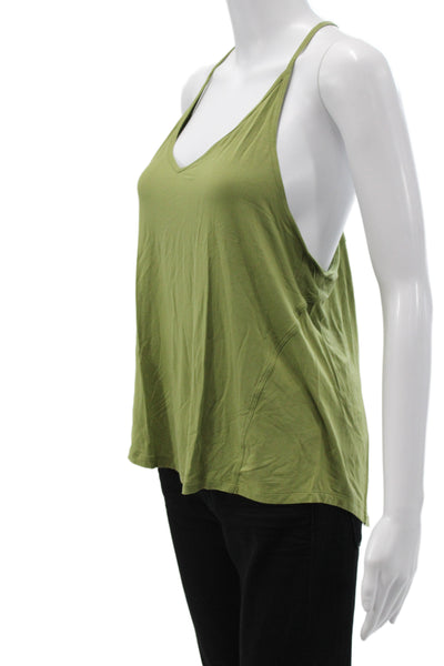 Lululemon Women Green Jersey V-Neck Spaghetti Strap Tank Athleisure Size 8