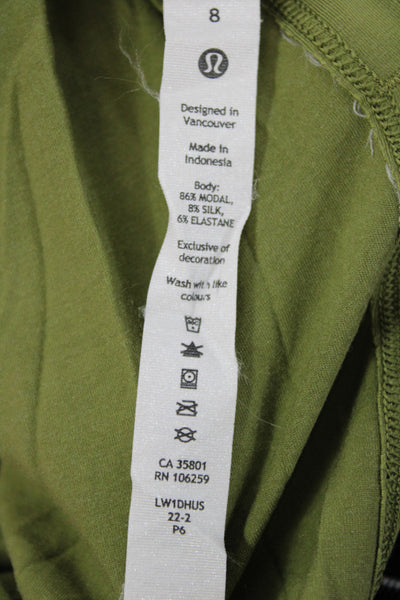Lululemon Women Green Jersey V-Neck Spaghetti Strap Tank Athleisure Size 8