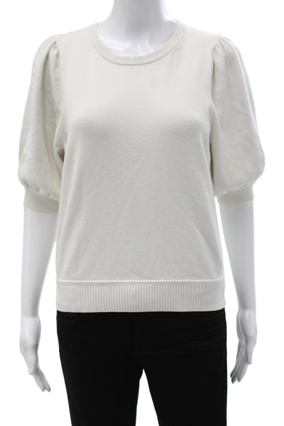 Lini Womens Pullover Ivory Crew Neck Short Sleeve Size S
