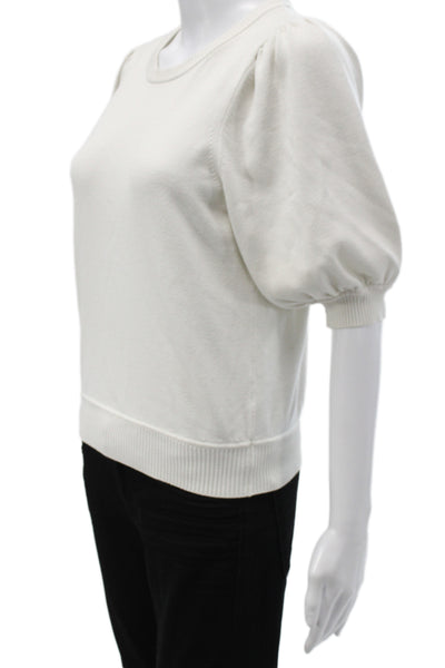 Lini Womens Pullover Ivory Crew Neck Short Sleeve Size S