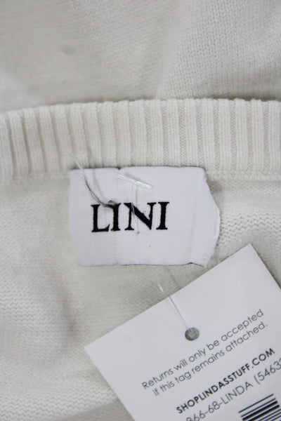 Lini Womens Pullover Ivory Crew Neck Short Sleeve Size S