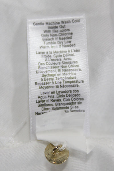 Nation Los Angeles Womens Henley Sleeveless Blouse White Pima Cotton Size S