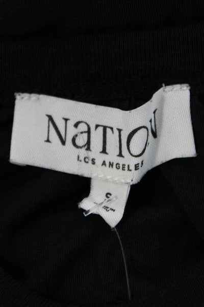 Nation Los Angeles Women Black Pima Cotton Round Neck Long Sleeve Blouse Size S