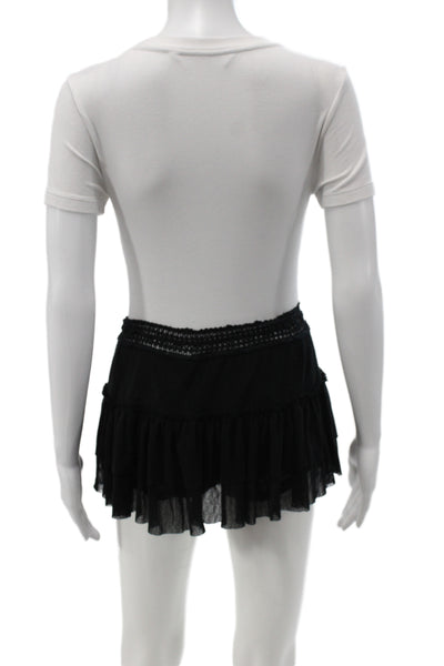 Robin Piccone Womens Black Cotton Mini Skort Drawstring Size S