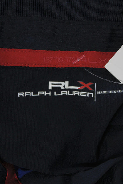 RLX Ralph Lauren Mens Striped Collared Short Sleeve Polo Shirt Blue Size M