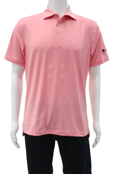 Peter Millar Mens Stretch Short Sleeve Collared Polo Shirt Pink Size S