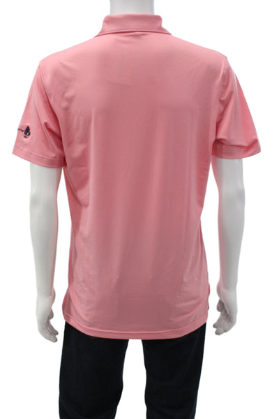 Peter Millar Mens Stretch Short Sleeve Collared Polo Shirt Pink Size S