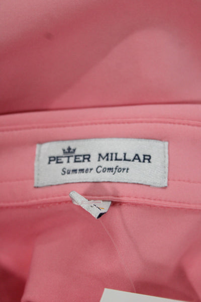 Peter Millar Mens Stretch Short Sleeve Collared Polo Shirt Pink Size S