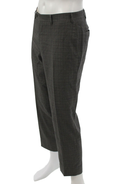 Canali Mens Gray Wool Plaid Dress Pants Button Closure Size 50