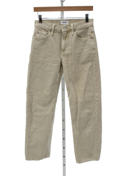 Pistola Women Straight Beige Mid Rise Jeans 100% Cotton Size 24