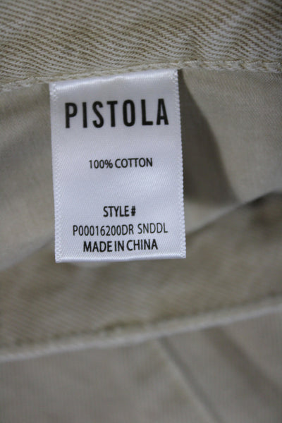 Pistola Women Straight Beige Mid Rise Jeans 100% Cotton Size 24