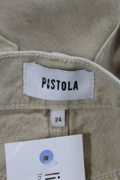 Pistola Women Straight Beige Mid Rise Jeans 100% Cotton Size 24
