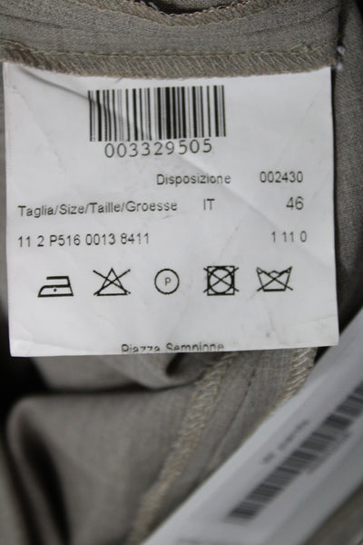 Piazza Sempione Women Dress Pants Beige Virgin Wool Button Size 46