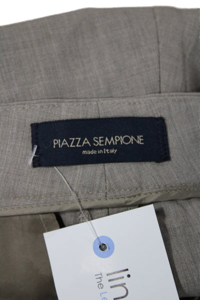 Piazza Sempione Women Dress Pants Beige Virgin Wool Button Size 46
