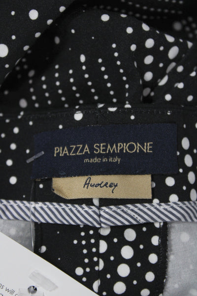 Piazza Sempione Women Black Ankle Pants Geometric Polka Dot Zip Size 50
