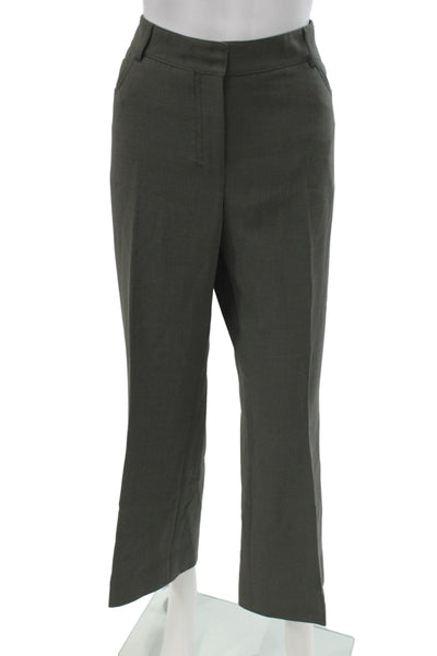 Akris Women Dress Pants Green 99% Wool Button Classic Fall Size 12