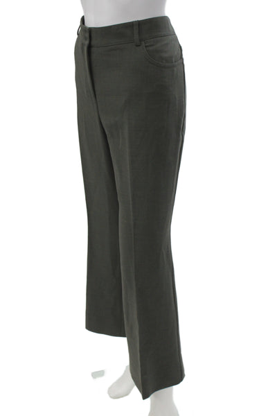 Akris Women Dress Pants Green 99% Wool Button Classic Fall Size 12
