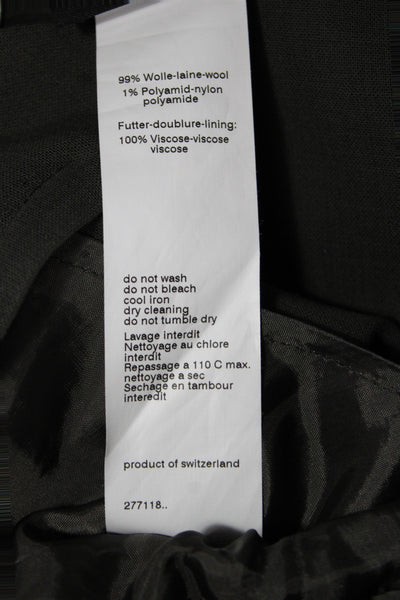 Akris Women Dress Pants Green 99% Wool Button Classic Fall Size 12