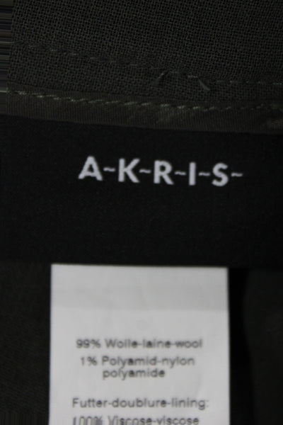 Akris Women Dress Pants Green 99% Wool Button Classic Fall Size 12