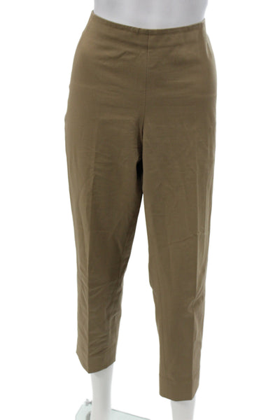 Lafayette 148 New York Womens Brown Ankle Pants Cotton Zip Size 12